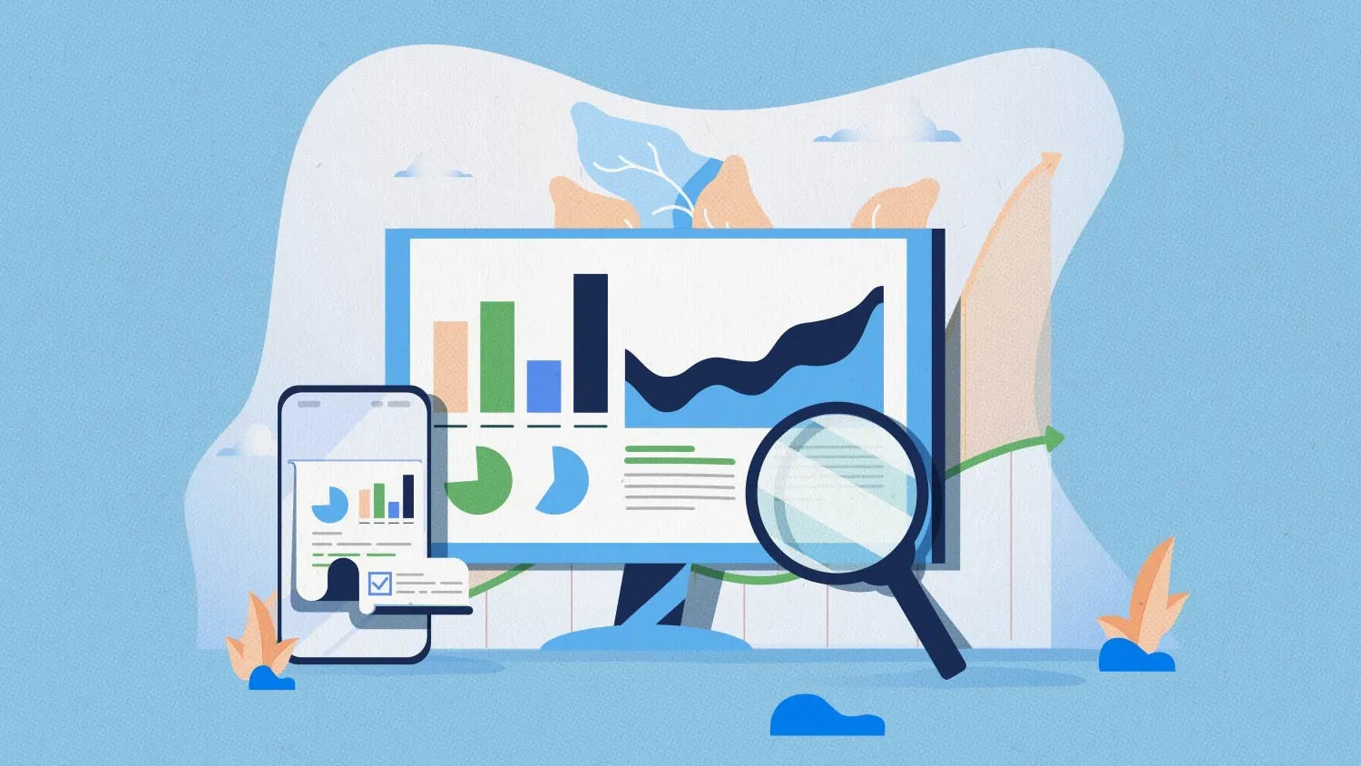 SEO analytics dashboard showing website performance, search visibility, and small business growth metrics